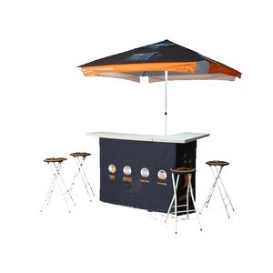 Portable Bar Set with 6' Umbrella and 4 Stools - Fully Printed