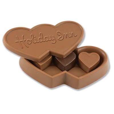 Double Chocolate Heart Box with 3 Stock Solid Chocolate Hearts