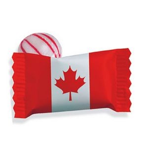 Red Striped Peppermint Candy w/ Stock Canadian Flag Wrapper