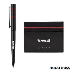 Hugo Boss® Gear Card Holder/Ribbon Matrix Ballpoint Pen - Red