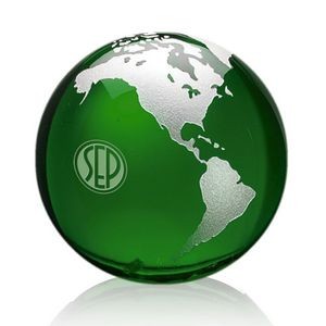 Globe Paperweight - 4" Green/Silver