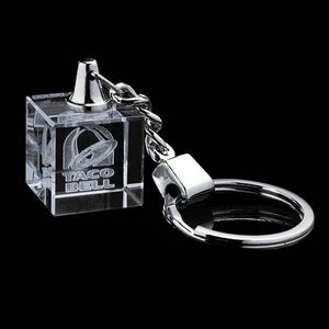 Crystal Keychain (3D) - Optical ¾" Cube