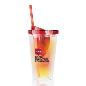 The Infuser Double Walled w/Straw - 16oz Red