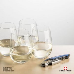 Swiss Force® Opener & 4 RIEDEL Wine - Blue