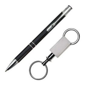 Clicker Pen/Keyring Gift Set - Black