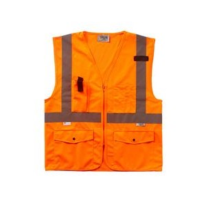 Orange Surveyor Style Zip Vest