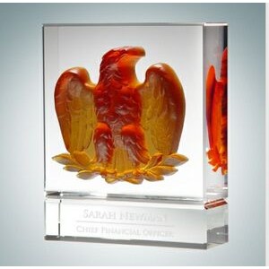 Amber Majestic Eagle Optical Crystal Pate De Verre Award