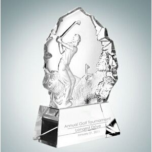 6 1/8" Male Golfer Thriving Optical Crystal Molten Glass Award