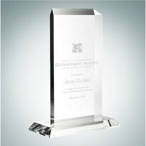 Vertical Rectangle Optical Crystal Award Plaque w/Base (Small)