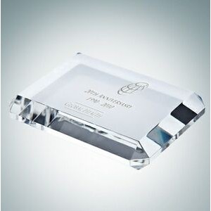 1 7/8" Beveled Rectangle Optical Crystal Paper Weight