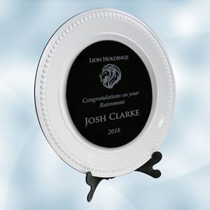 White/Black Award Plate w/Acrylic Stand