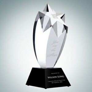 Rising Star Optical Crystal Award w/Black Slant Base