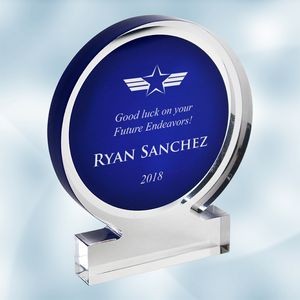 Blue Acrylic Circle Award w/Base