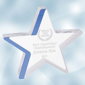 Acrylic Star Award w/Blue Edge (L)