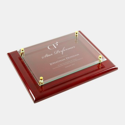 Rosewood Piano Finish Clear Glass Wall Plaque (Small)