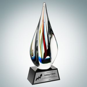 Art Glass Candy Stripes Award w/Black Base & Silver Plate