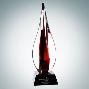 Art Glass Black Contemporary Award w/Black Crystal Base