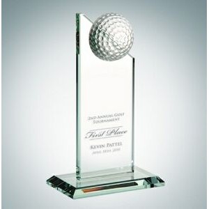 Golf Pinnacle Optical Crystal Award w/Slant Edge Base (Medium)