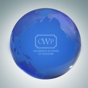 Blue Globe Crystal Paper Weight