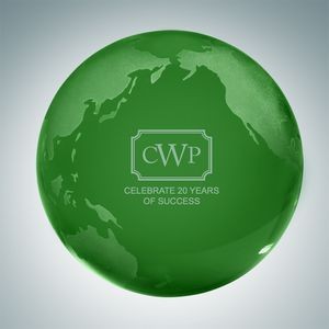 Green Globe Crystal Paper Weight