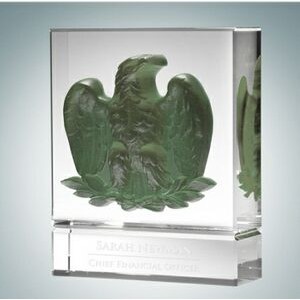 Pewter Majestic Eagle Optical Crystal Pate De Verre Award
