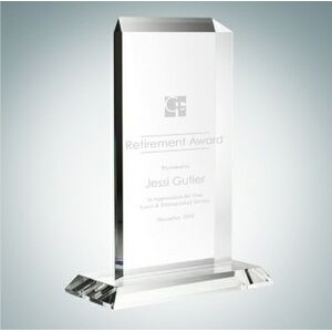 Vertical Rectangle Optical Crystal Award Plaque w/Base (Medium)
