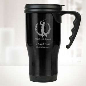 14 Oz. Black Stainless Steel Travel Mug w/Handle