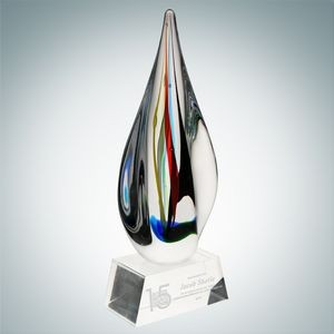 Art Glass Candy Stripes Award w/Clear Base