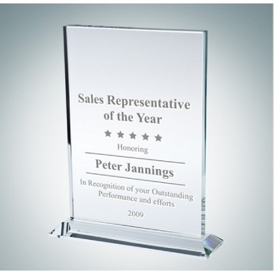 Vertical Rectangle Clear Glass Award Plaque (Small)