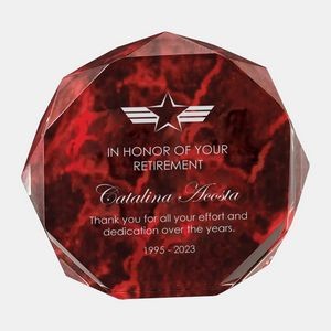 Red Marble Octagon Acrylic Award (Small)