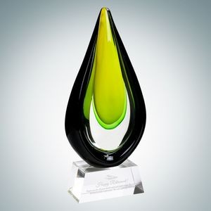 Art Glass Goldfinch Award w/Clear Base (S)