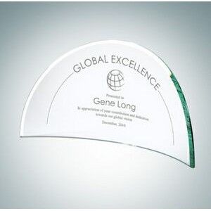 5" Beveled Moon Crescent Jade Glass Award Plaque