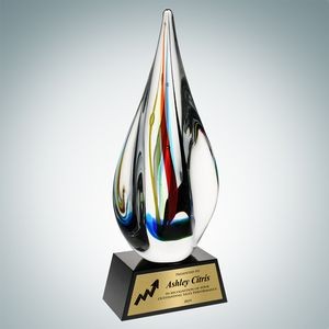 Art Glass Candy Stripes Award w/Black Base & Gold Plate