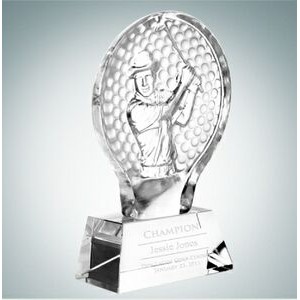 8 1/4" Male Golfer Champion Optical Crystal Molten Glass Award