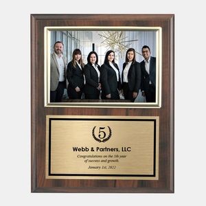 Vertical Cherry Finish Plaque w/Slide-in Photo Frame & Gold Plate (4"x6")