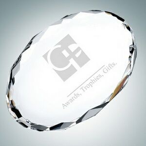 Clear Gem Cut Oval Optical Crystal Paper Weight