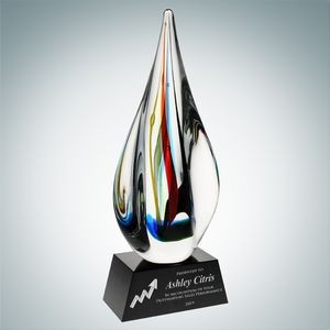 Art Glass Candy Stripes Award w/Black Base