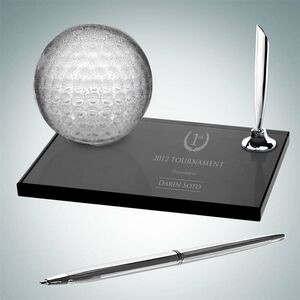 Golf Ball Pen Set w/Molten Glass & Smoke Glass