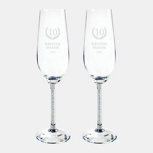 Silver Wedding Champagne Flute Pair