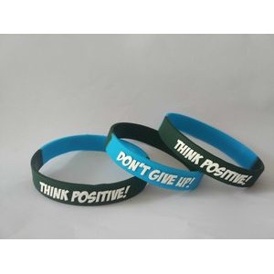 1/2 Inch Embossed/Color Silicone Wristband