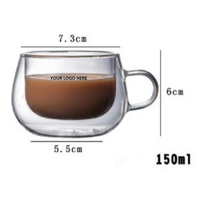 Double Wall Glass Coffee Mug 5 oz