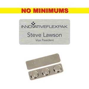 Name Badge -Brushed Silver Plastic - 1.5x3 laser engrave