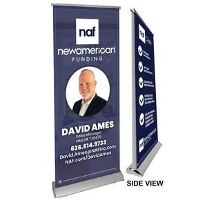 Silver Twin Retractable Banner with Poly Film- 34" silver base. Full Color, No Minimum!