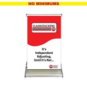 Small Superior Table Top Retractable Banner - 15" Full Color, Poly Film, No Minimum