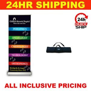 24 HR Quickship - Genesis 34" Retractable Banner - Full Color, No Minimum, Silver Stand