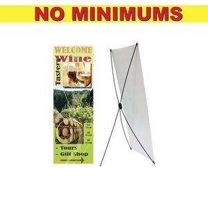 Small X-Stand with 13 Oz. Economy Vinyl Banner & Stand. Full Color, No Minimum!