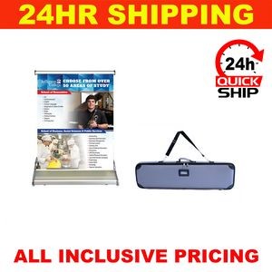 24HR Quickship - Extra Small Superior Retractable Banner - 24"x 21-35" Full Color