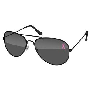 Breast Cancer Awareness Metal Aviator Sunglasses