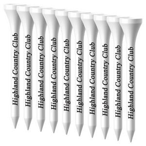 White or Natural Packaged Plastic Golf Tees - 3.25" 1 Color Logo Imprint Shank Only