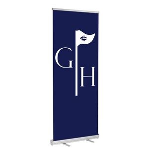33" X 81" Deluxe Retractable Fabric Banner Stand - Silver - Double Sided